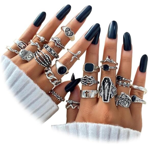 15-63 PCS Vintage Silver Knuckle Rings Set for Women Stackable Joint Finger - Picture 1 of 8